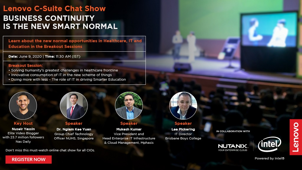 Sumir_bhatia's tweet photo. For your diary: @Lenovo's C-Suite Chat Show: 'Business Continuity is the New Smart Normal' on Tue 9 June. Join me, Jeff Smith of @nutanix, Nuseir Yassin of @nasdailyvideos &amp; industry leaders👇🏽

-- India time zone: https://t.co/8VDfHZBrfo

-- AUS time zone: https://t.co/X2hfqZtXtb https://t.co/Q0z867JXpt