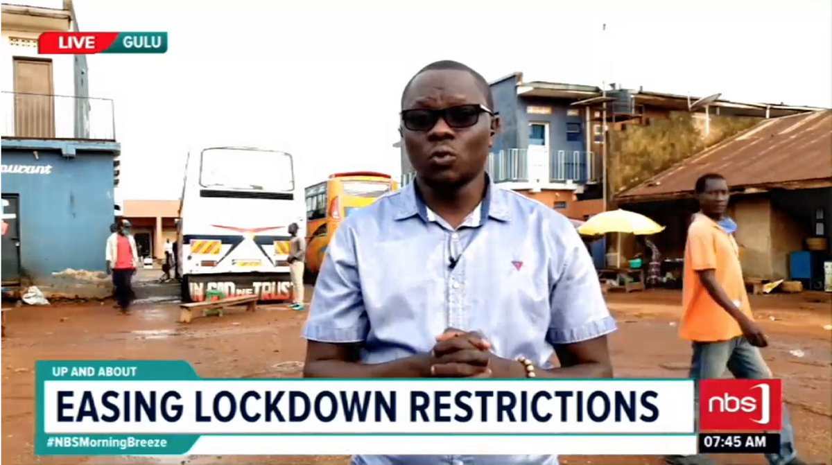nbstv's tweet photo. .@BenOngomTweets: There are a couple of cars at the bus and taxi park. People are adhering to the guidelines. They are wearing masks, washing hands, and social distancing. 

#NBSMorningBreeze #NBSUpdates #StaySafeUG https://t.co/Y1QTjpay86