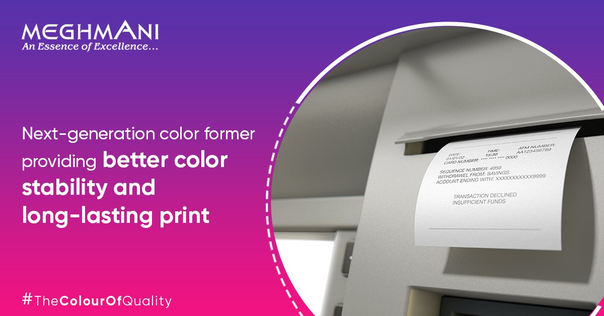 Meghmani5's tweet image. Our #ThermoBlack2 holds the potential to deliver great value in terms of #ColorStability &amp;amp; #LongLasting #Print #Performance for the #Thermal &amp;amp; #Carbonless #PaperIndustry.

Know more: bit.ly/MeghmaniPigmen…

#Meghmani #MeghmaniPigments #ColourFormer #ThermalPaper #CarbonlessPaper