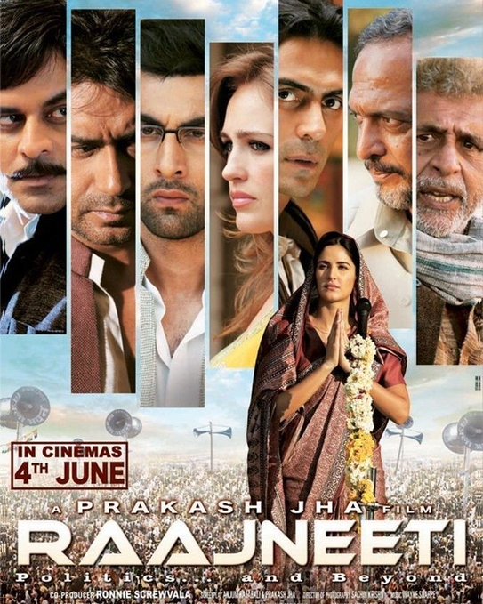 #Raajneeti 

•FAMILY DRAMA
•LOVE
•POLITICS
•CONSPIRACY
•ASASSINATION
•REVENGE

#Katrinakaif #Ranbeerkapoor #AjayDevgan ##Arjunrampal #Manojvajpeyi #Nanapatekar #Nasruddinshah #

10 YEARS OF RAJNEETI