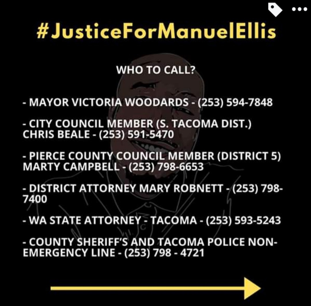 j_bae_0's tweet photo. Manuel Ellis was murdered by Tacoma PD on March 3rd, very similarly to George Floyd. His death is now being picked up by major news outlets.
The family has asked their demands to be shared on social media and for people to make some calls.
#justiceformanuelellis https://t.co/fidCtqJQ2a