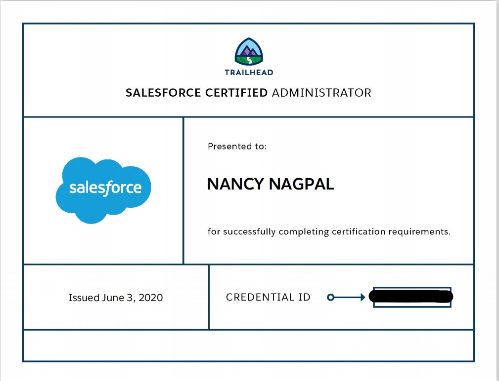 NancyNagpal10's tweet image. So excited to share that finally now I am a Salesforce Certified Administrator. 
#CertifiedPro #BlazeYourCertification #Journey2Salesforce
#SalesforceShe4Her #NextGenTrailblazer 
A big thanks to @NoorNagpal94 @TrailblazerEsha @arpitvijay95 @NarulaSurbhi @techdivadivya @trailhead