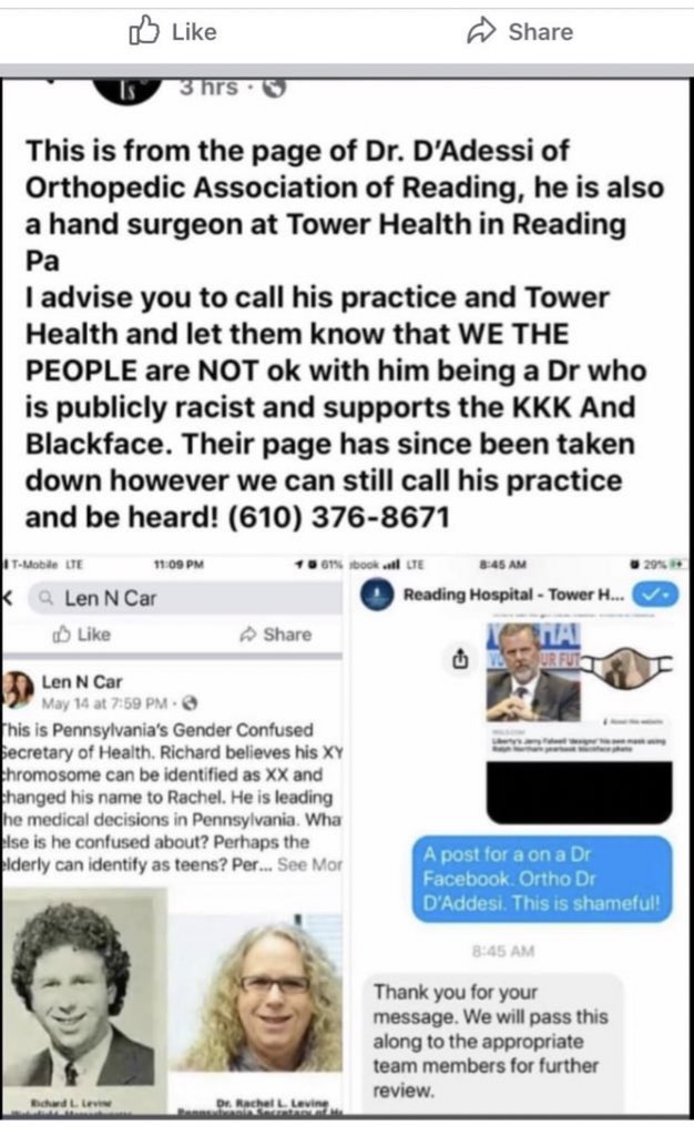 btsblissful's tweet photo. hi everyone. i know i said would be off of this acct for a while. anyway if you can help cancel this racist family from my town that would be great. the dad is a doctor! the daughter and the mom say horrible things as well. https://t.co/A60eZJJhwc