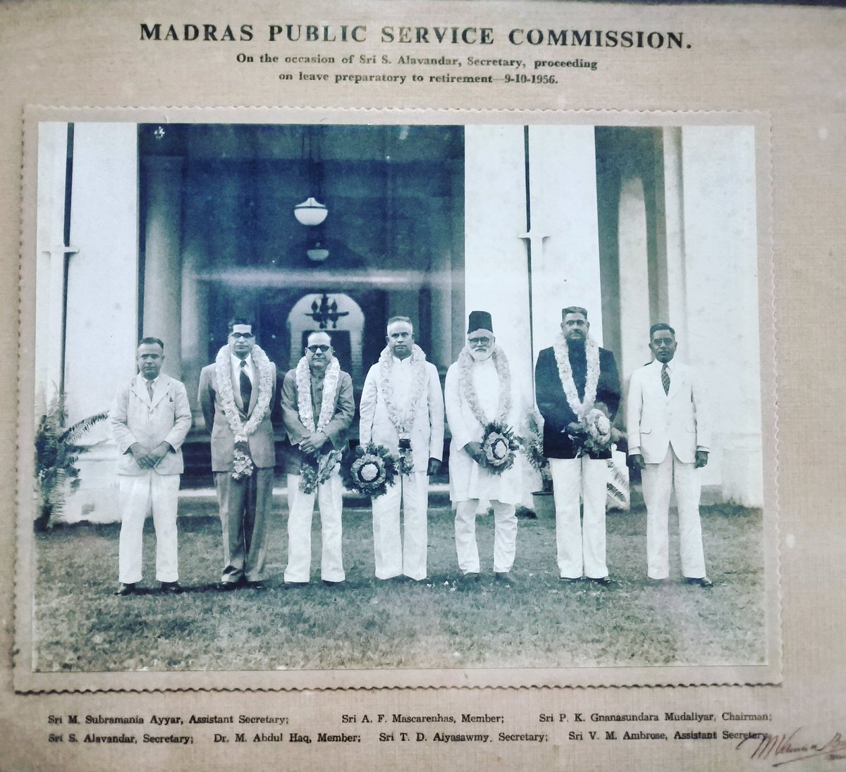 drahumc's tweet photo. Pic Dated : 09.10.1956

Our Founder Dr M. ABDUL HAQ at Madras Public Service Commission., On the occasion of  Sri S. Alavandar, Secretary, Preceding on leave preparatory to retirement.

#madras 
#unani
#kurnool 
#unite4unani 
#unanians 
#abdulhaq 
#oldphotos https://t.co/SwSIf2FC4z