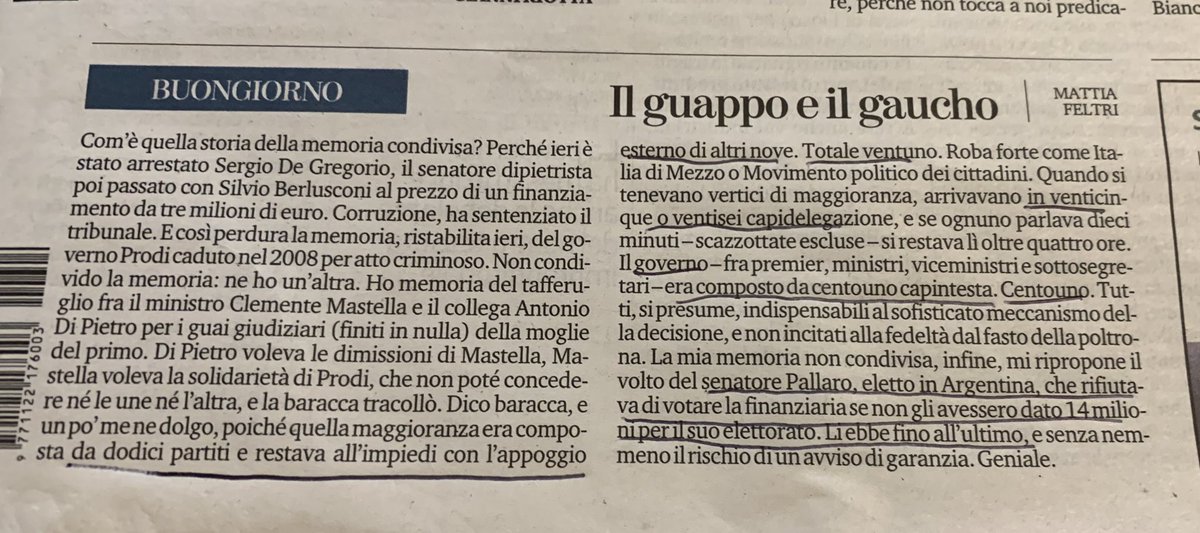OGiannino's tweet image. Per fortuna c’è chi si ricorda che cos’era il governo Prodi+12 partiti, quale esempio assoluto di rigore e trasparenza... grazie @mattiafeltri