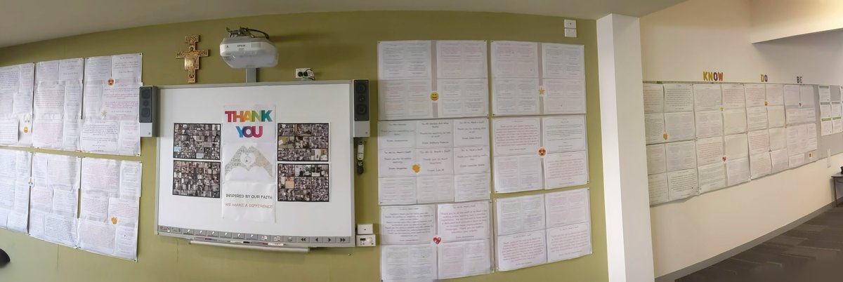 Thank you mural with 200+ messages from students and parents during remote learning, displayed for our teachers in the staff room. Courtesy of some Google Forms, Autocrat and Google Slides magic 🪄 #OnlineTogetherAU