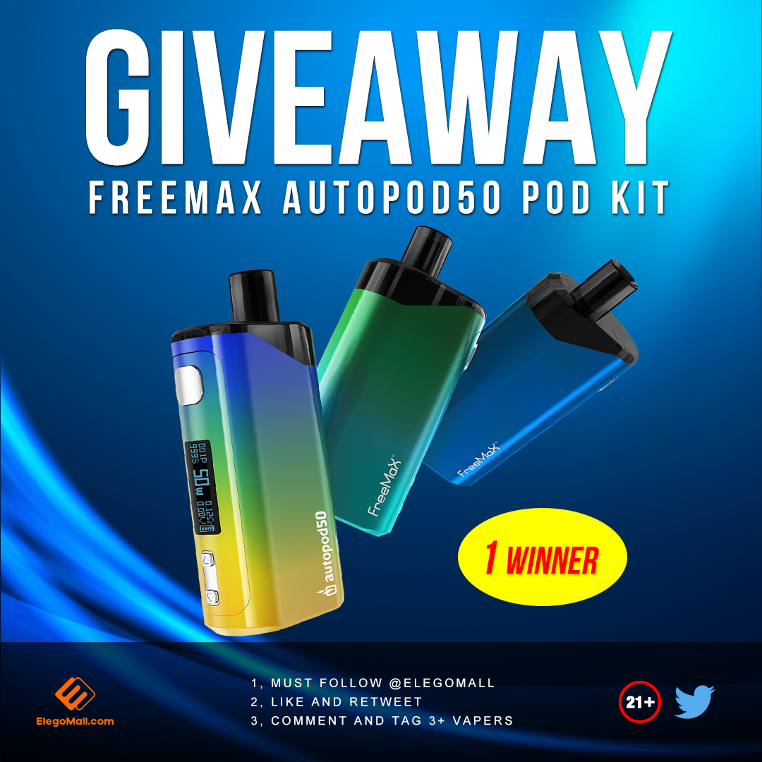 ElegoMall's tweet photo. Wanna be the first one to test Freemax Autopod50?🤗
Come and join us👇👇
✅Must follow @Elegomall
✅Like and Retweet
✅Comment and tag 3+ vapers
Time: 06/04-06/09
Good Luck!!!☘️☘️
‼️ You must be a legal vaping age. 21+
#elegomall #FREEMAX #vapecommunity #vapegiveaway #goodluck https://t.co/4ieWqLlCzY