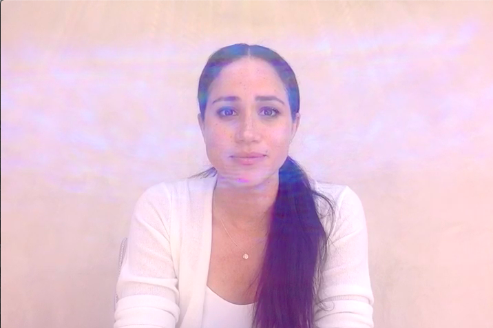 emynash's tweet photo. The Duchess of Sussex, in a message to students graduating from her former High School:  "I wanted to say the right thing and I was really nervous that I wouldn't or that it would get picked apart and I realised the only wrong thing to say is to say nothing." #BlackLivesMatter https://t.co/R6qAVqeA90