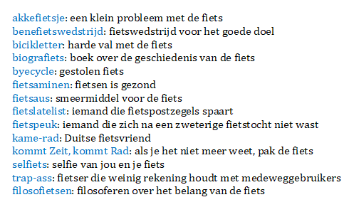 Gisteren was het #wereldfietsdag. Hier een kleine lexicografiets: