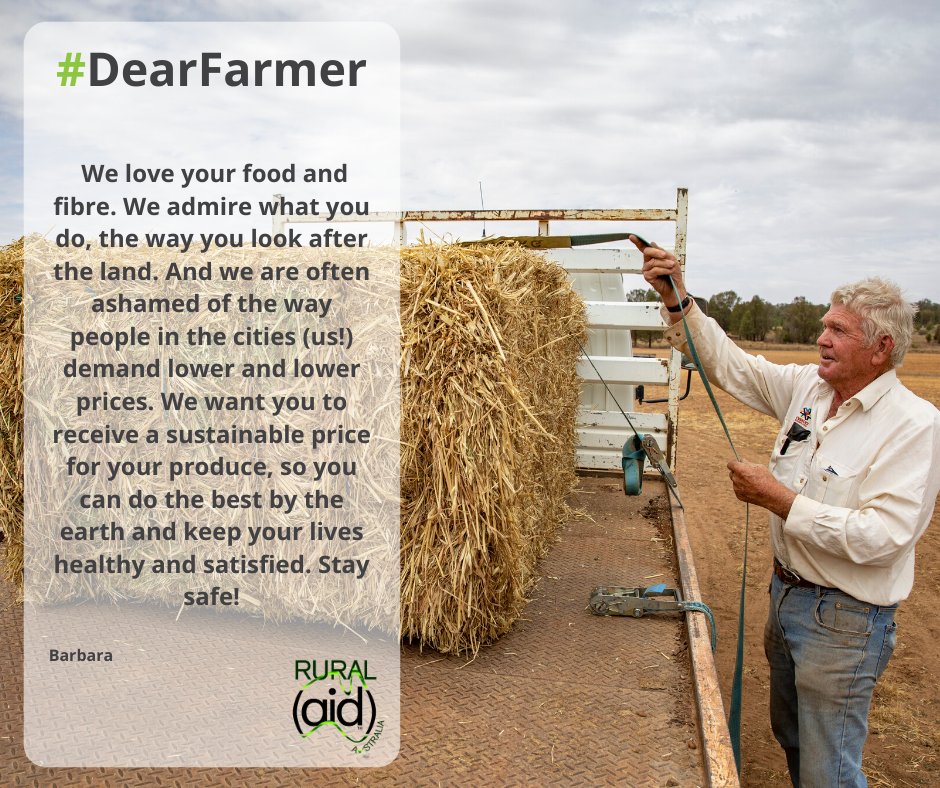 We have so many heartfelt messages coming through #DearFarmer 👨‍🌾💌
You too can write a digital note of hope to our farmers 👇
ruralaid.org.au/dearfarmer/