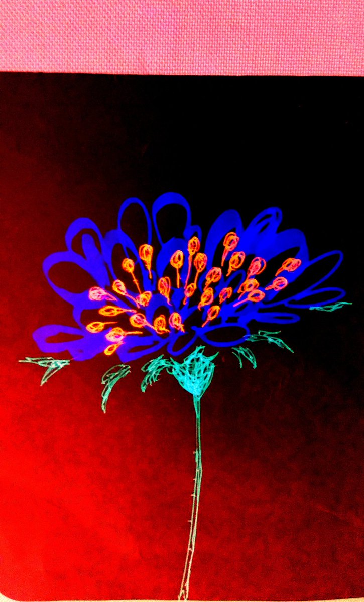花 蛍光ペン ボールペン ペン画 アナログイラスト 写真加工 みつばぷれす ふみこのイラスト