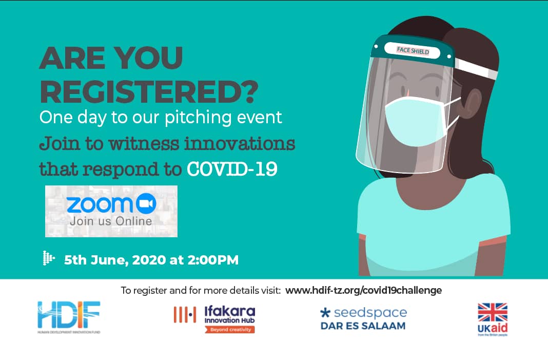 Excited to learn how innovators are responding to #COVID19? Join our webinar session tomorrow!
5th June 2020 at 2:00PM. To register click here bit.ly/3cnYXTQ.
#InnovationTZ <a href="/UKinTanzania/">UK in Tanzania</a> <a href="/HubIfakara/">Ifakara Hub</a> <a href="/SeedspaceDar/">Seedspace Dar es Salaam</a> <a href="/PalladiumImpact/">Palladium</a> <a href="/costechTANZANIA/">COSTECH</a>