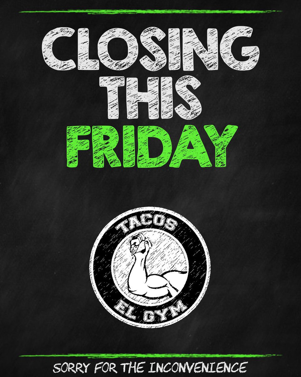 TacosGym's tweet photo. This Friday June 5th We Will Be Closed! 
We Will Open Saturday And Sunday 
Sorry For The Inconvenience 
Este Viernes Junio 5 Estaremos Cerrados!
Estaremos Abiertos Sábado Y Domingo 
Disculpe La Molestia https://t.co/6eJTgMFZkn