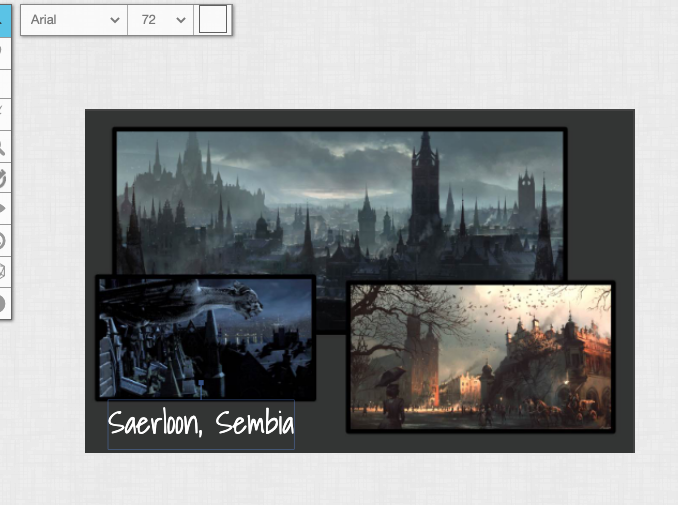 One of the things I love to do on Photoshop is create establising shots of locations. I take time to find art out there that really fits the tone. Hey  @roll20app, and chance at some fantasy fonts in the text tool? Would be cool!