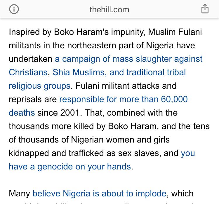MaziNnamdiKanu's tweet photo. ‘Nigeria is about to IMPLODE. Muslim Fulani militants have undertaken a campaign of mass slaughter against Christians. Nigeria is now so utterly dominated by terrorist violence that only Afghanistan &amp; Iraq are worse’.
F. Wolf &amp; M. Daniels (TheHill).

LET IT RAIN. #Biafra https://t.co/BSWv441dG7