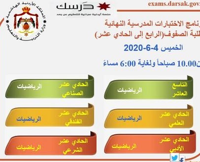 صحيفة الدستور الأردنية بدء الامتحانات النهائية لطلبة الصفوف من الرابع وحتى ال11 عبر منصة درسك الدستور كورونا خليك بالبيت الاردن Covid 19