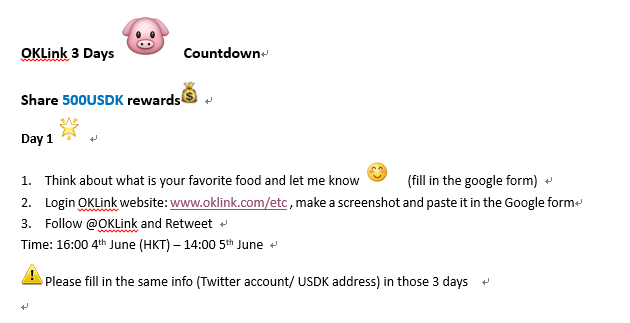 OKLink's tweet photo. OKLink 3 Days🐷Countdown
Share 500USDK rewards💰
Day 1-- missions--see the picture below ✌️
Screenshot👉 https://t.co/Ka0D6WLJwn
Google form👇 
https://t.co/hGHjT1NoTR

@CoinPlayShop https://t.co/UY9IpJ4UmK