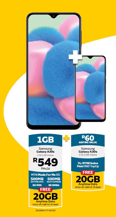 Do the math...two smartphones for one price equals double the value! Buy one Samsung Galaxy A30s at MTN and get one FREE for only R549pmx24 + FREE 20GB once-off data. Go to cosmonet.co.za or call us today on 0877014400 for more info. #WegotValue