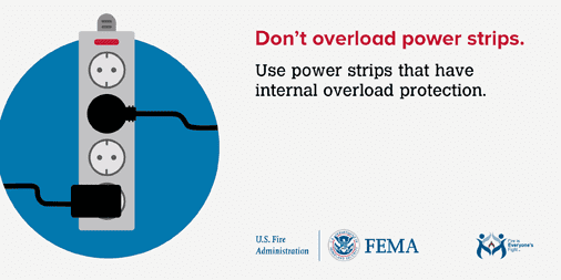ncstatefls's tweet photo. Power strips are a great alternative to extension cords. Just remember to not overload them! #summerfiresafety #electricalsafety #firetip https://t.co/6dUm6ptk9t