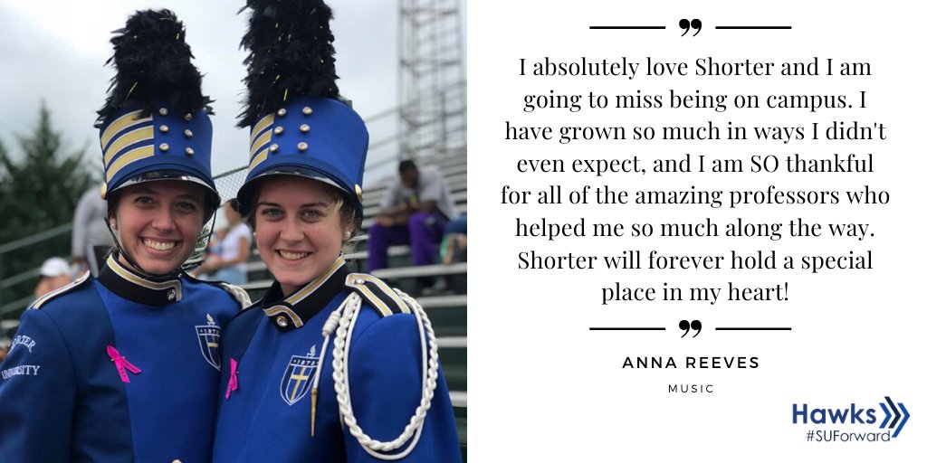 shorteruniv's tweet photo. Anna Reeves, a music major from Woodstock, GA, has been involved in the Shorter Chorale and the Band. She is looking forward to marrying her best friend &amp; moving to North Carolina, where her husband will be a youth pastor. She is excited to see what God has in store! #SUForward https://t.co/xBdiGqTyZU