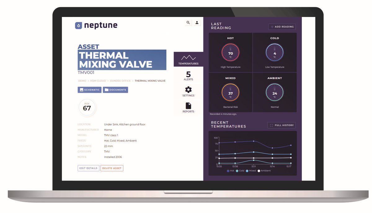 We’re pleased to announce the launch of a new product focused website for our water safety monitoring system Neptune (neptunewatersafety.com). The solution remotely monitors water assets in order to detect conditions which encourage bacterial growth such as Legionella.