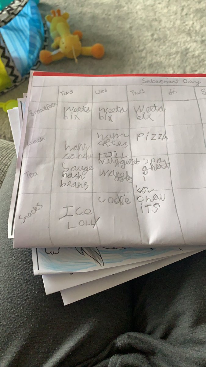 julied137's tweet photo. @Y3HiStPrimary sebastians food diary upto now https://t.co/7rMfv2mB2y