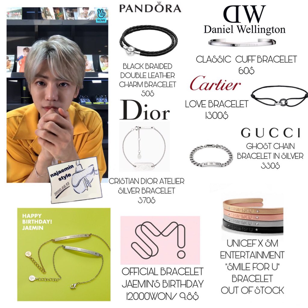 NCT JAEMIN FASHION 재민 패션 옷장 on X: JAEMIN - JEWELRY COLLECTION From: [Rita  Monica, Asmama, Swarovski, Chanel, Louis Vuitton, UNICEF, Saint Laurent,  Gucci, Alyx Studio, Pandora, Daniel Wellington, Cartier, Dior] #JAEMINstyle 