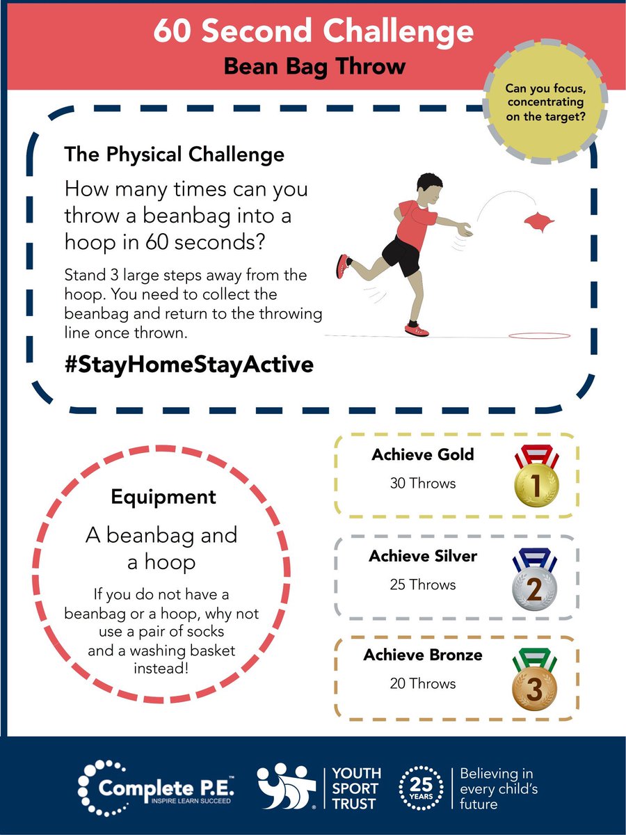 Another great throwing game <a href="/TheEPortSSP/">The Ellesmere Port SSP</a> <a href="/_FAVSP/">Frod & Villages SP</a> and Neston schools. If you don’t have bean bags use some socks and wash basket 👌🏻 #StayInWorkOut #StayHomeSaveLives 🌈