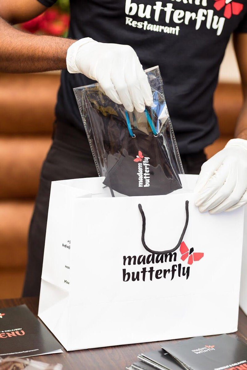 mdmbutterflygh's tweet photo. Bring home some good food and some extra cool! Our branded Madam Butterfly nose masks come with your delivery order…..because we really care. 

Order hotline #: +233 20 606 6958
Operating times 🕛9am to 8pm. 
Delivery starts at 11:30 am

Delivery &amp; Takeout Only

#madambutterfly https://t.co/7VXpBW0g1G