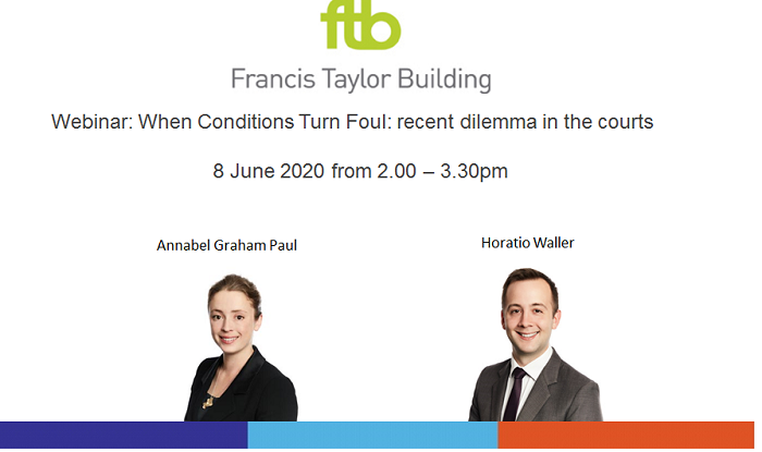 FTB_law's tweet photo. Places available for the next in our series of webinars on 8 June to be given by @FTB_law's Annabel Graham Paul and Horatio Waller. Programme and booking information: https://t.co/zgW5QDBO0O
#panninglaw #law #planningconditions #barristers #lawyers #webinar https://t.co/6HU69JTRlo