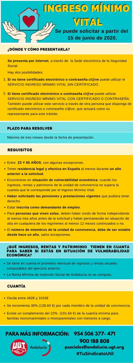 👉 Aquí en esta infografía te explicamos sobre el Ingreso Mínimo Vital (IMV)

✔️ Dónde y cómo presentarlo
✔️Plazos
✔️Requisitos
✔️Cuantías etc

#TuSindicatoUtil
