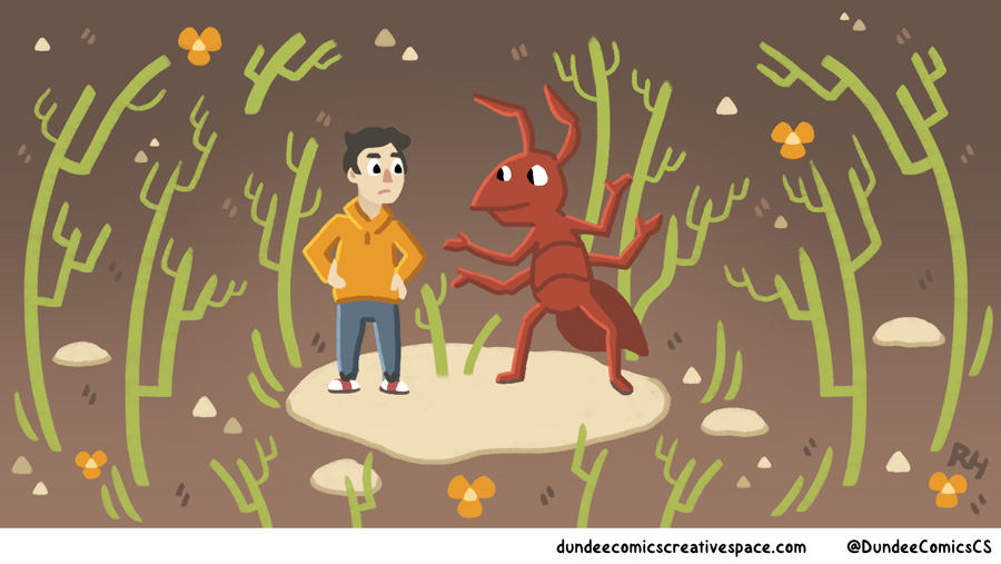 📢 COMIC PROMPT ALERT!

Your character has been SHRUNK to the size of an ANT, and they can never go back to their normal size! 🐜

Make a comic about their new perspective on life!
#comicsclub #comics #makecomics