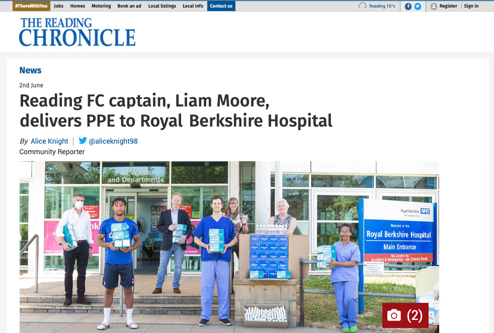 UKMaskForce's tweet image. UK Mask Force #PPE drop with @liammoore93 at Royal Berkshire Hospital featured by @rdgchronicle. Full story: ukmaskforce.co.uk/ukmf-feature-i… #yourppeneed #nhsheroes
