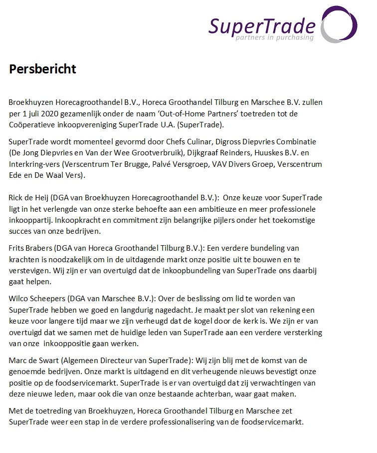 SuperTrade_ua's tweet image. Toetreding Broekhuyzen, Horeca Groothandel Tilburg en MarSchee