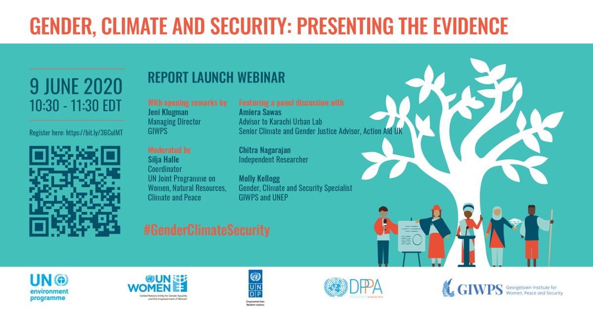 MfKellogg's tweet photo. Join @UNEP, @UNDP, @UN_Women, @UNDPPA and @GIWPS for a webinar on #GenderClimateSecurity June 9. The panel will present new insights from urban Pakistan, northern Nigeria, and Freetown, Sierra Leone. Register here: https://t.co/rIVeap0FFD https://t.co/foTjvns9vW