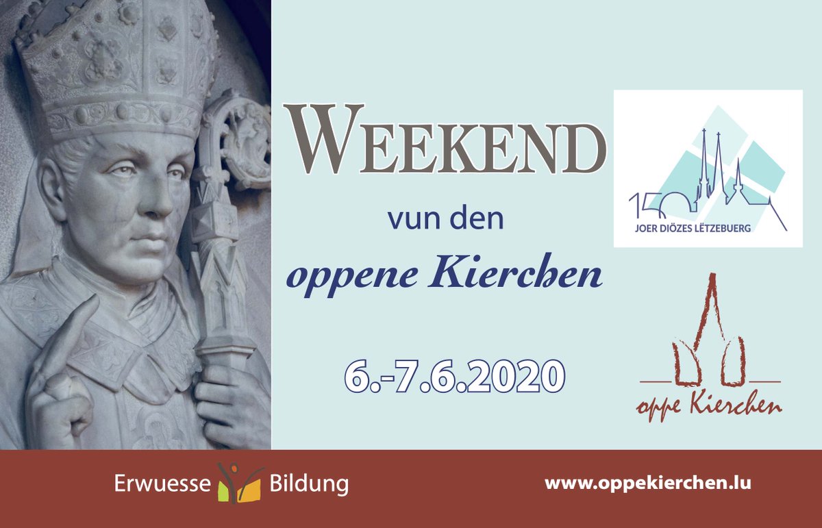 ErwuesseB's tweet photo. + Weekend vun den oppene Kierchen + 
Den 6. a 7. Juni sinn d'Diere vun eise #Kierchen op fir jiddereen dee sech fir eise reliéise Patrimoine interesséiert. Op https://t.co/IcUl6z1cXX fënnt een all d'Ëffnungszäiten. @100komma7 @Wort_LU @cathollu #Kirchen #églises #Kultur #Churches https://t.co/TOx4hdPIF9