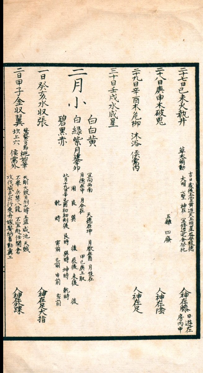 61/ 大宋寶祐四年會天歷 An Astronomical calendar for the 4th yr of Baoyou (=1256) of the Great Song [dynasty]. https://taiwanebook.ncl.edu.tw/zh-tw/book/NTL-9900014896/reader What appears to be a later reproduction of a Song Dynasty almanac.Many of its features are still recognisable, eg the Flying stars & day officers.