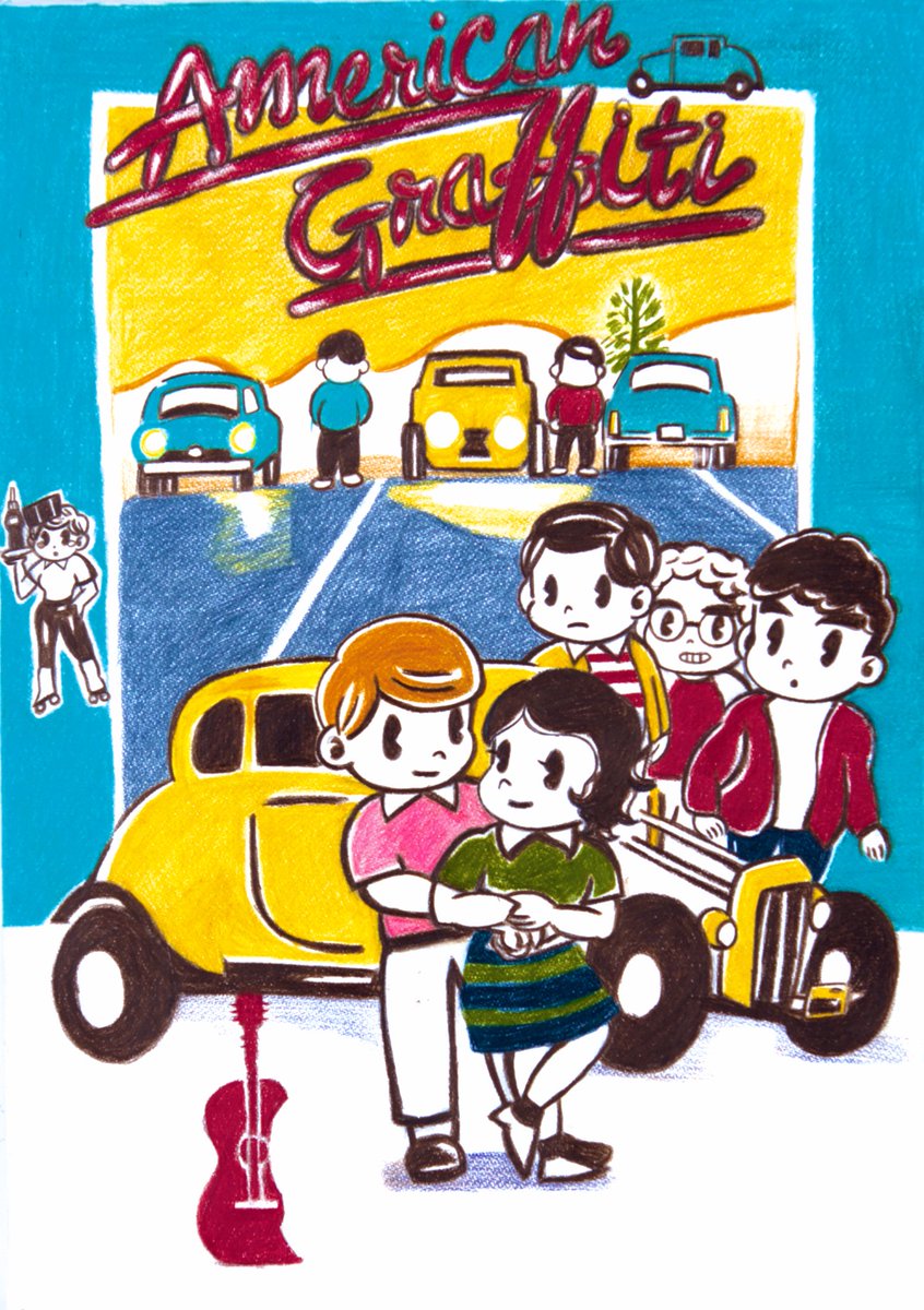 ট ইট র Mino Art Illust Illustration Movie 映画 絵描きさんと繋がりたい イラスト好きな人と繋がりたい Americangraffiti 映画ポスター オールディーズがたくさん聴ける Usjにもある劇中のカフェ メルズ ドライブインが大好き T