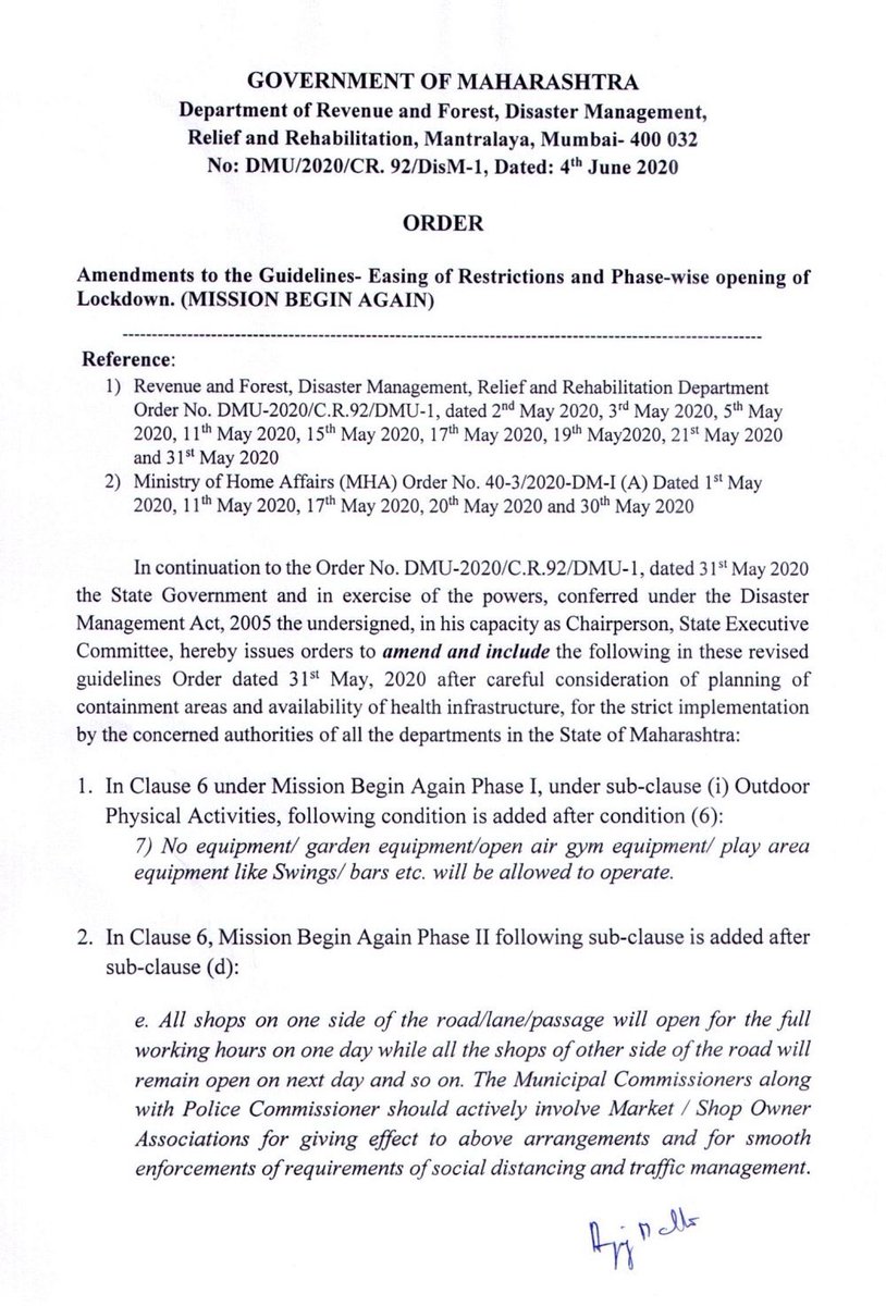 nilofermk's tweet photo. Ammendments to the Guidelines- Easing of Restrictions and Phase-wise opening of Lockdown.

#MissionBeginAgain #Maharashtra #CoronavirusIndia #Unlock1 https://t.co/0nQ1eLlpbM