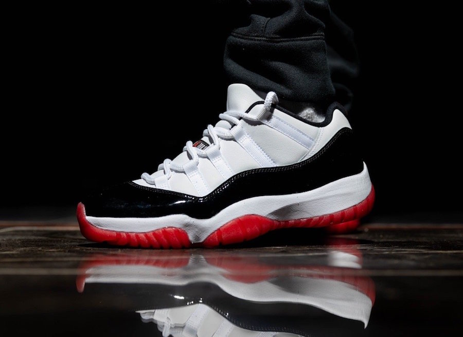 air jordan 11 low concord bred on feet