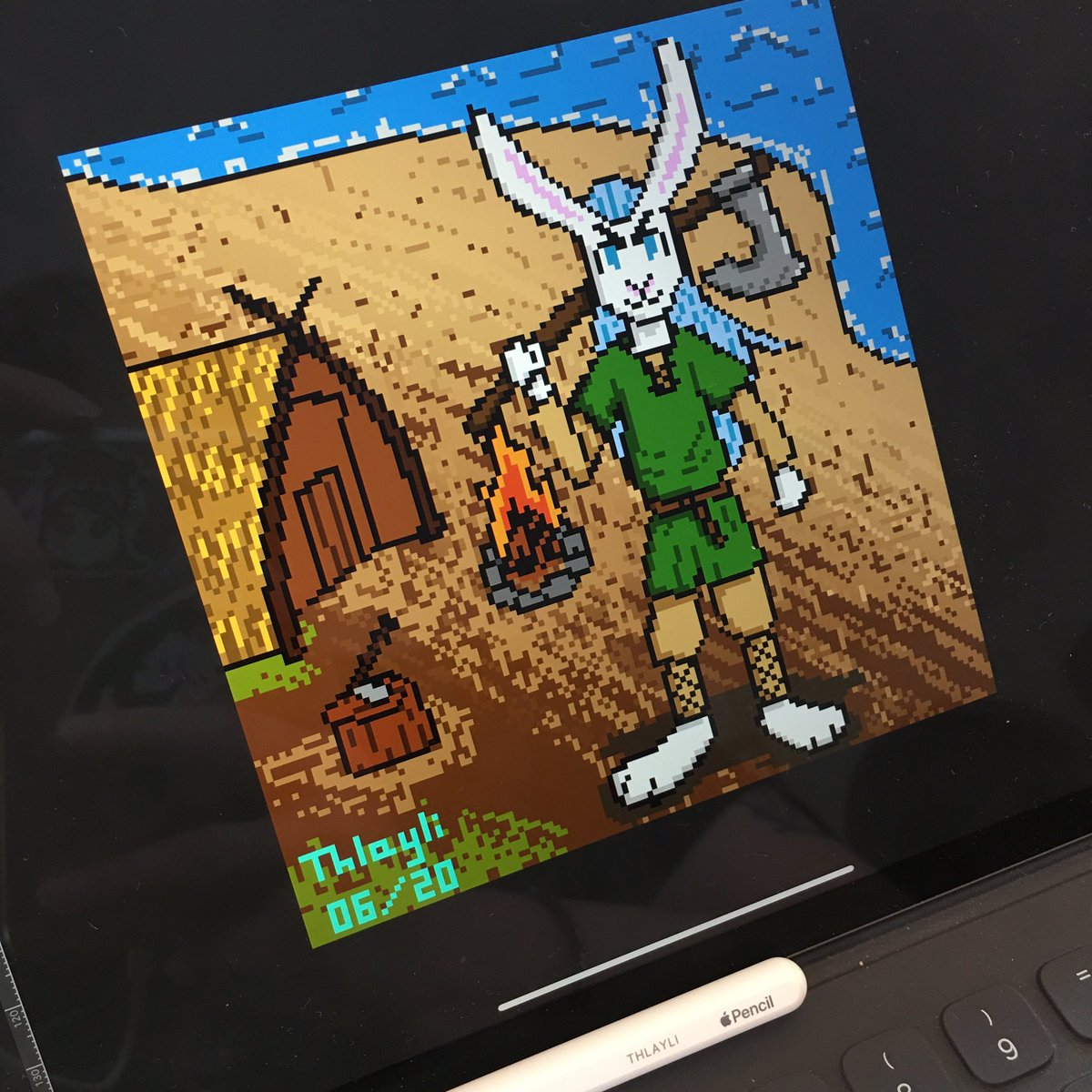 Thlayli_WDP's tweet photo. First try 🙈 Fenja looks okay, but the bg is shitty 😅
🐇
#ThlayliDraws #FenjaTheSnowRabbitShieldmaid #PixelArt #WIP #InkCircle #ArtStuff https://t.co/EkPw0dP2kE