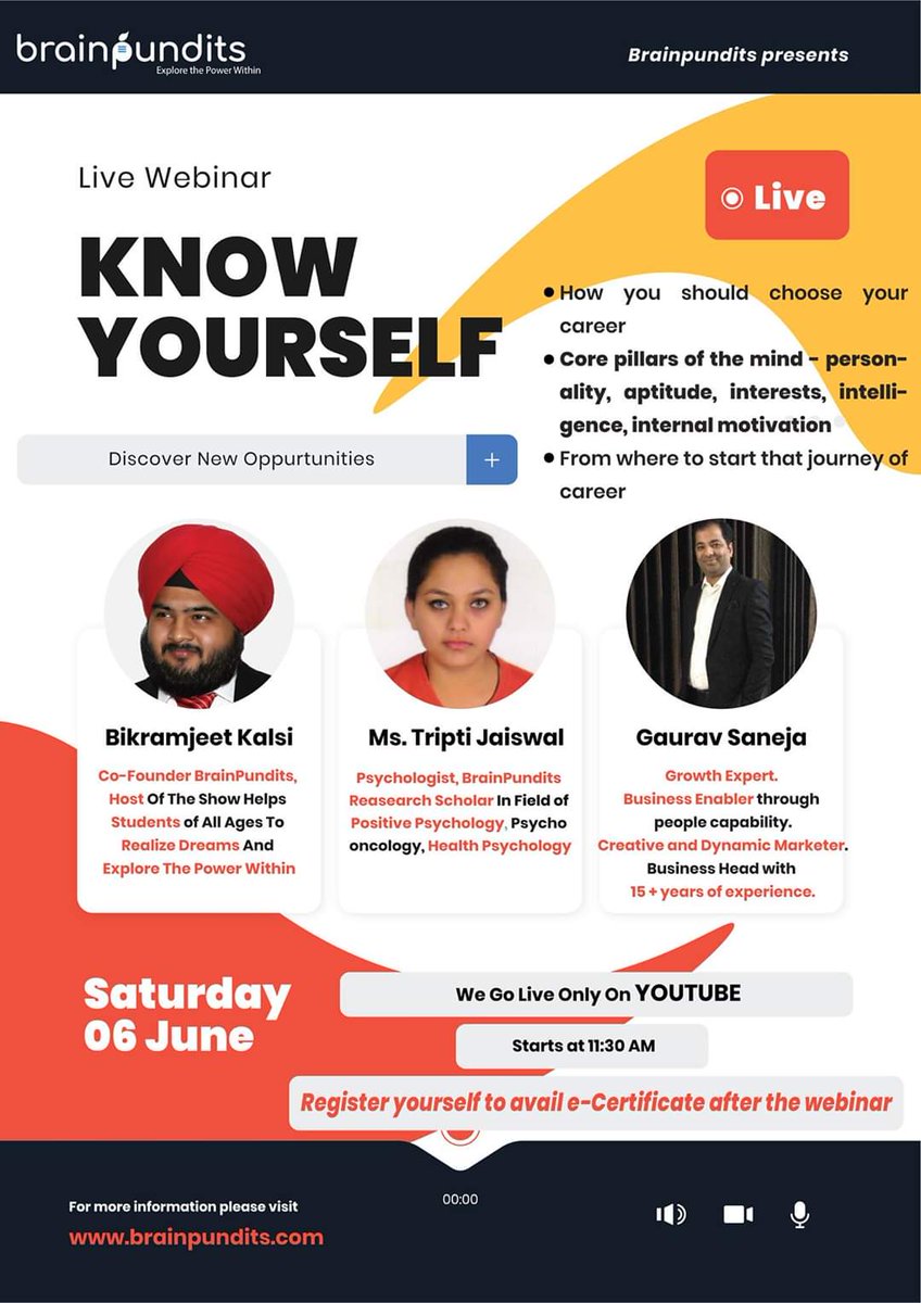 manpreetsroop's tweet image. Live Webinar
REGISTER HERE
forms.gle/x68YhsYd7EwCth…
.
.
.
.
..
#livewebinar #reminder #webinar #freewebinar #Saturday
#weekend #psychology #counseling #virtualevent #knowyourself #students #education  #webinars #careeradvice  #careertips #career