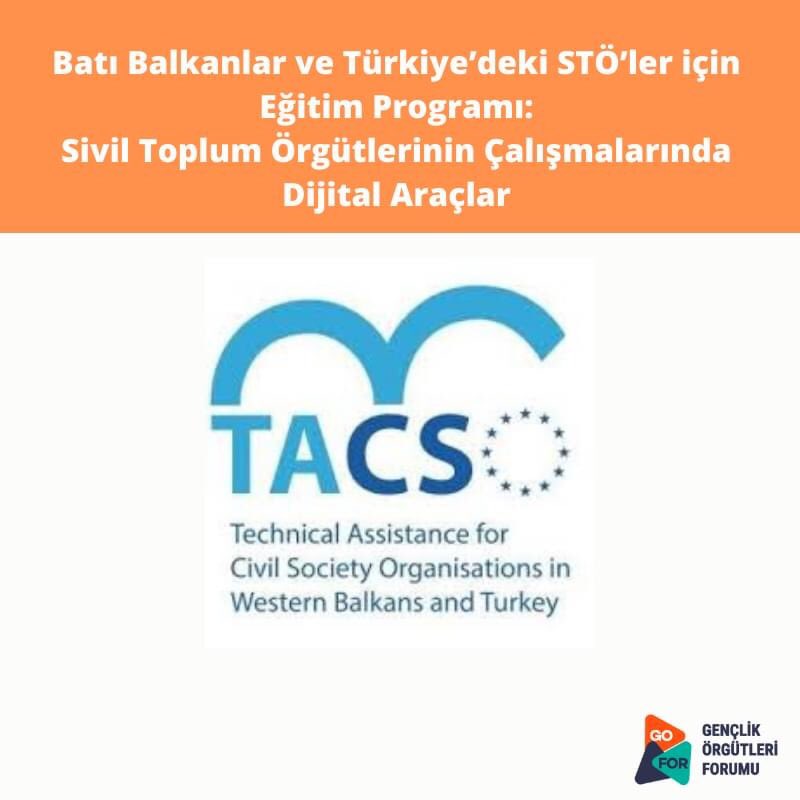 Başvuru için son gün yarın! 

Avrupa Birliği TACSO 3 Programı (Sivil Toplum Örgütleri için Teknik Destek Programı-3) Haziran 2020 içerisinde Batı Balkanlar ve Türkiye’de çevrim içi “STÖ’lerin Çalışmalarında Dijital Araçlar ve Bilişim/İletişim Teknolojileri” eğitimi düzenliyor.