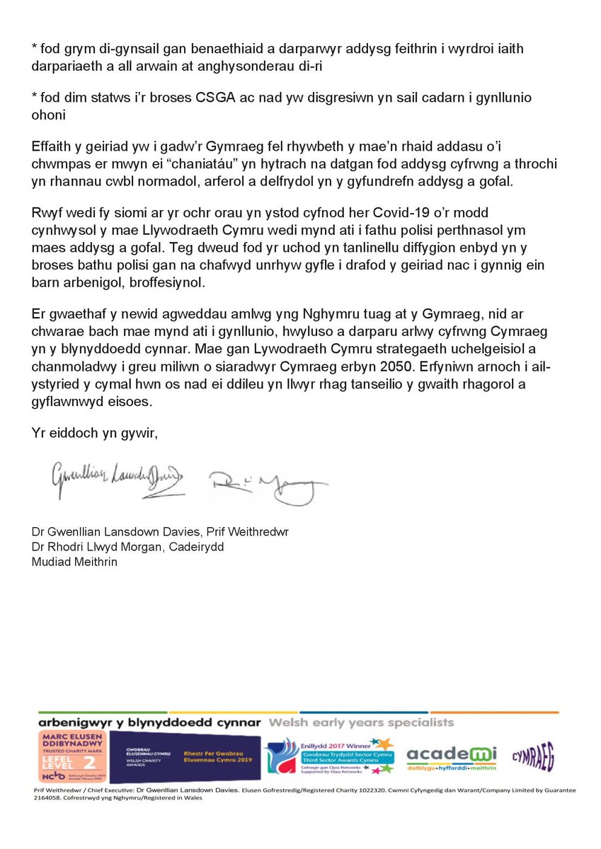 MudiadMeithrin's tweet photo. 📜We’re worried about elements of the proposed ‘Curriculum for Wales’ Bill and its impact on the Welsh language. We’re afraid of losing ground and we’ve written to @wgmin_education to express our fears and seek change #WelshForAll #MeithrinMiliwn #NoDiscretion https://t.co/MSiTFKD6EJ