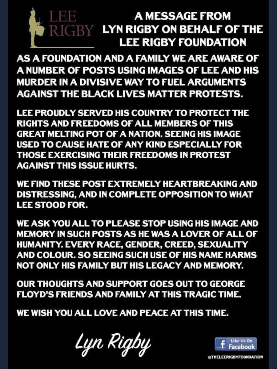 KingstonGreenUK's tweet image. This was posted on #Facebook by the Lee Rigby Foundation last night

Important message to all those on the right especially 

#StopFuellingHate #HopeNotHate #LeeRigby