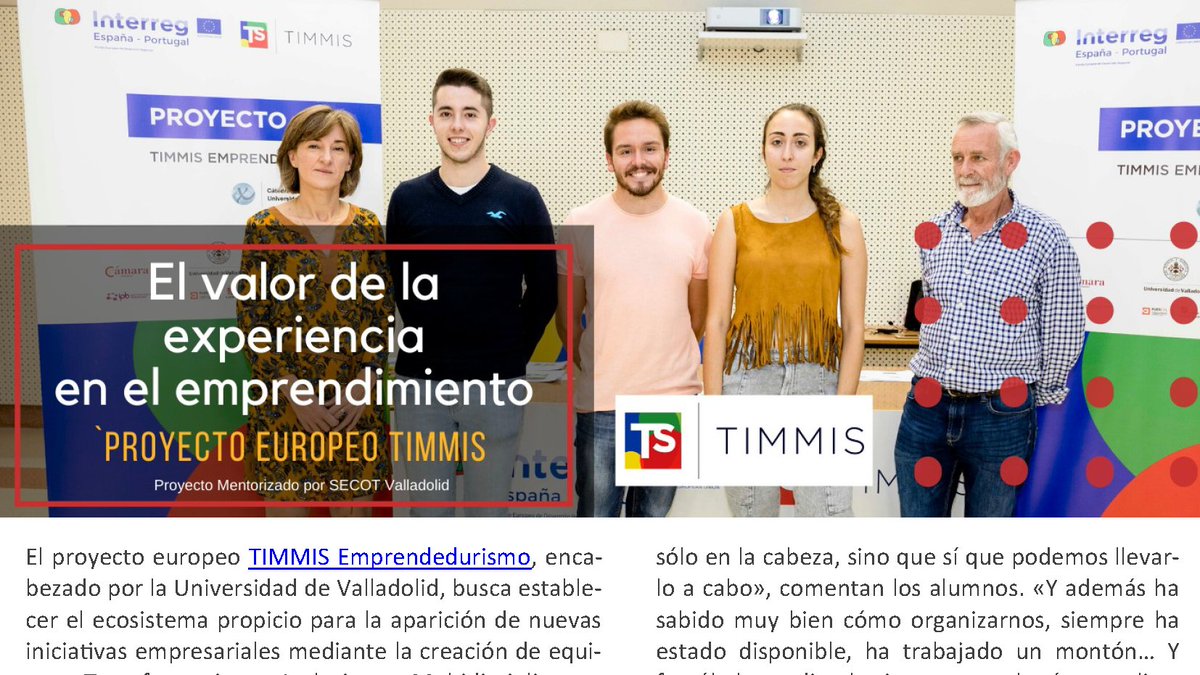 El boletín 'Senior Online' de <a href="/Secot_/">SECOT (voluntariado de asesoramiento empresarial)</a> dedica una página en su número de junio al equipo #TIMMIS <a href="/AytoCastromonte/">Ayto.Castromonte</a>, que ha contado en estos meses de trabajo con el apoyo y la experiencia del senior José Ángel.
<a href="/poctep/">Interreg España-Portugal</a> 

📰 Puedes leerlo aquí: secot.org/nlts/nlts177.p…
