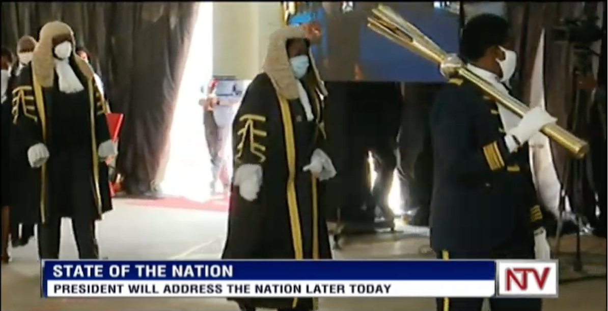 ntvuganda's tweet photo. Both President @KagutaMuseveni and the Speaker of @Parliament_Ug @RebeccaKadagaUG have arrived and so, the State of Nation Address will immediately get underway. #NTVNews #SoNAddress 

Watch online via 👉👉 https://t.co/DrRiJNCUgG https://t.co/AGkopkmVoV
