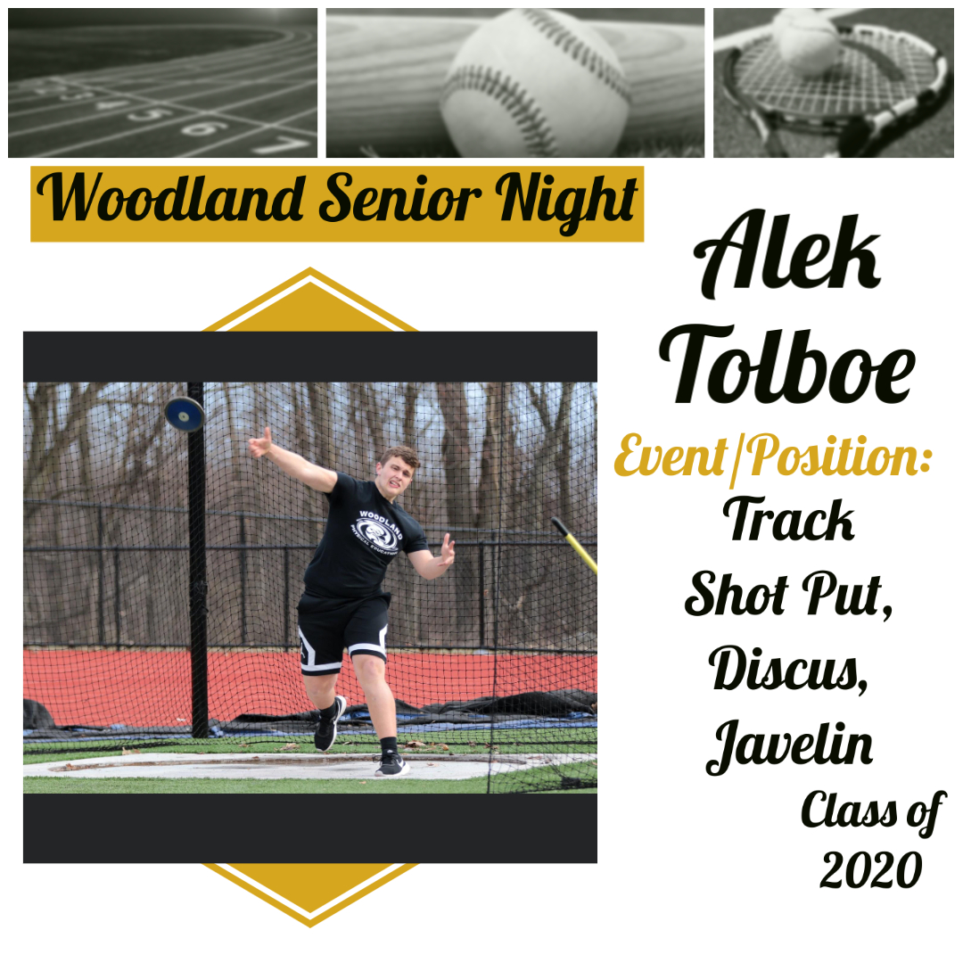 WRHShawks's tweet photo. Alek Tolboe competed for 3 seasons on the outdoor team in the throwing events. Because of his tremendous hardwork Alek showed great growth in the throws throughout his career in track. Happy Senior Night Alek! #WoodlandSeniorNight #GoHawks https://t.co/VTfRjcR9Q5