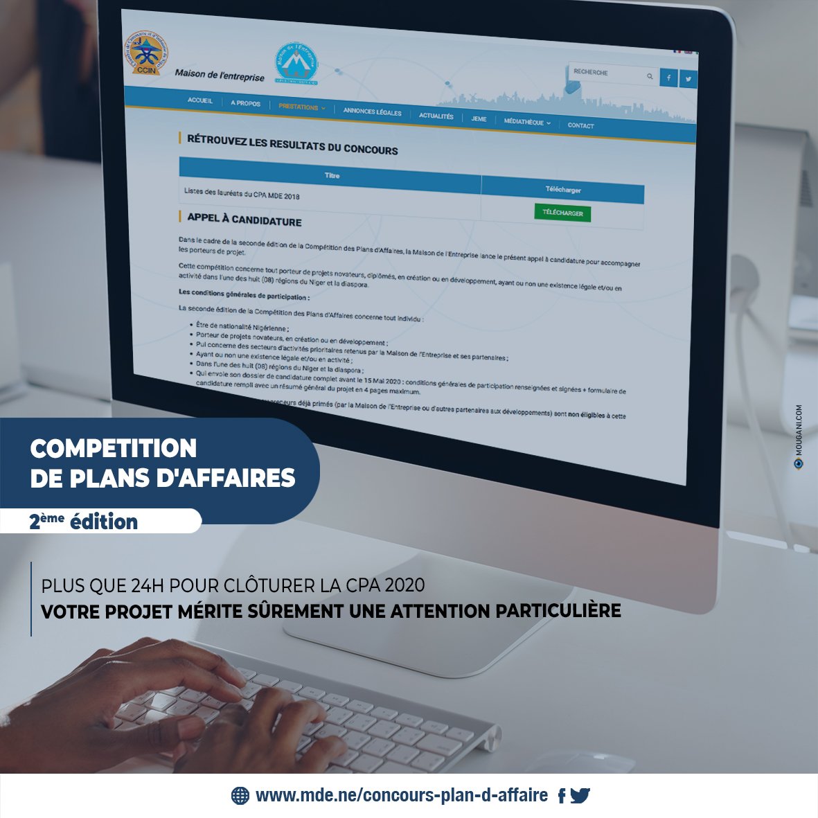 Plus que 24H pour participer à la #CPA2020. Peut-être votre projet fera partie des lauréats, avec une subvention de mise en œuvre de jusqu'à 20 millions ! Saisissez donc cette occasion 👉🏼 mde.ne/concours-plan-…

#Entreprenariat
#Niger