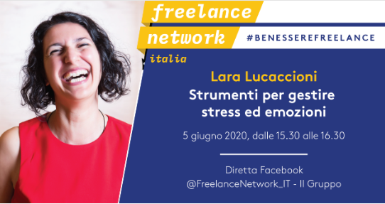 #benesserefreelance | 5 giugno ore 15:30
“Strumenti per gestire stress ed emozioni” con Lara Lucaccioni. L’evento gratis, ma devi essere iscritto al gruppo.
.<a href="/espby/">Barbara Reverberi</a> <a href="/fabiobenati/">fabiobenati</a> <a href="/Cristy_Frg/">Cristina Fregnan</a> <a href="/cris_guarna/">Cristina Guarnaschelli</a>
<a href="/EventiDonataM/">Donata Mazza</a> <a href="/tiziazzani/">Tiziana Azzani</a> <a href="/OxanaSenchenko/">Oxana Senchenko</a>
 <a href="/AleBoiardi/">Alessandra Boiardi</a> <a href="/SIMO2/">simo pozzi</a> 

#freelance